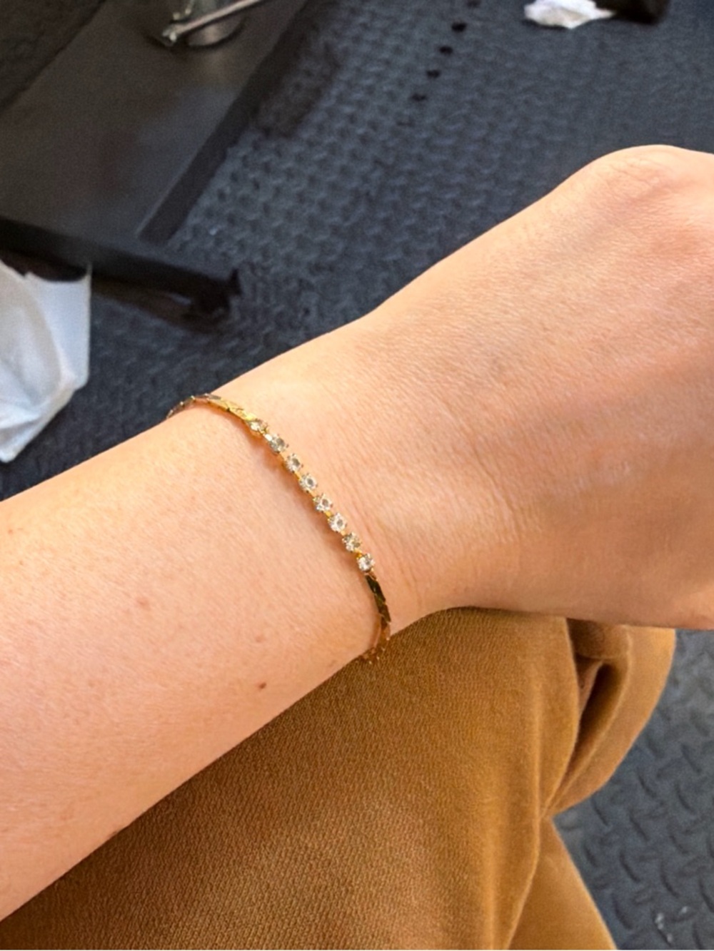 Delicate Gold Bracelet with Clear Stones - Elegant Women's Jewelry